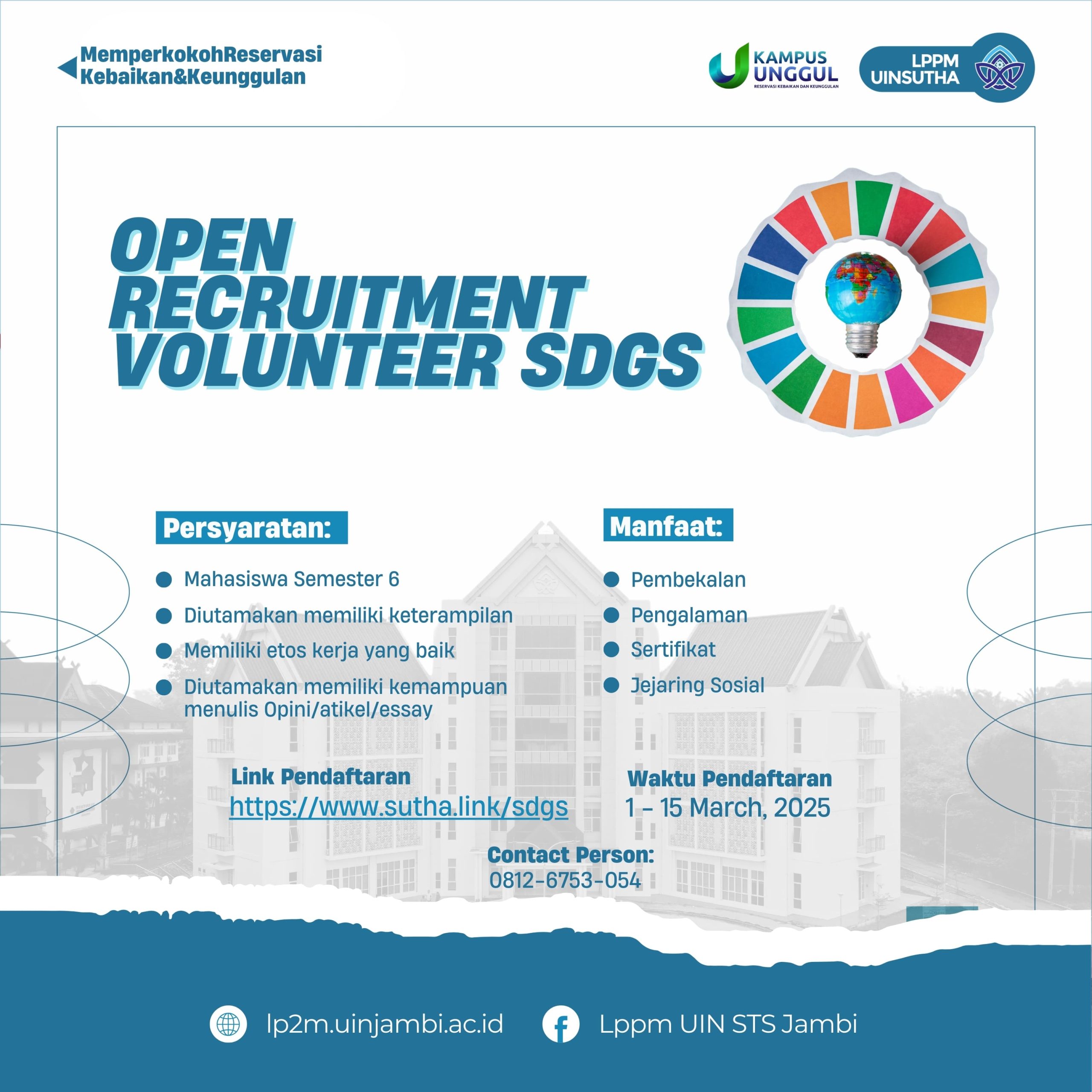 Open Recruitment Volunteer Agenda SDGs 2025 UIN STS Jambi