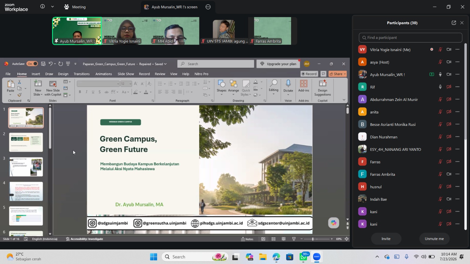 Gelar Webinar Green Campus, Volunteer SDGs Sasar Peningkatan Kesadaran Mahasiswa dalam Membangun Kampus Berkelanjutan
